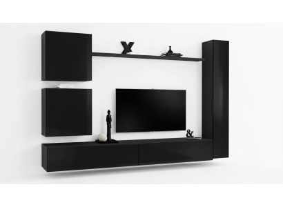 Luxus Set Wohnwand Schwarz Wohnzimmer Wandschrank Regal Wandschrank Neu