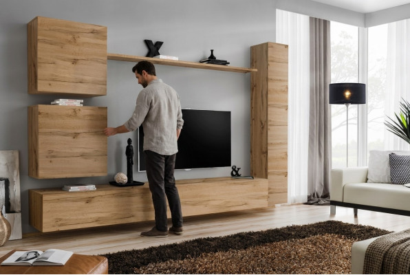 Wandschrank Modern Wohnwand Braun Holzmöbel Wohnzimmermöbel Designer