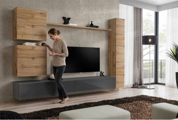 Einrichtung Designer Braun 3x Wandschrank Holzmöbel Luxus Set TV-Ständer