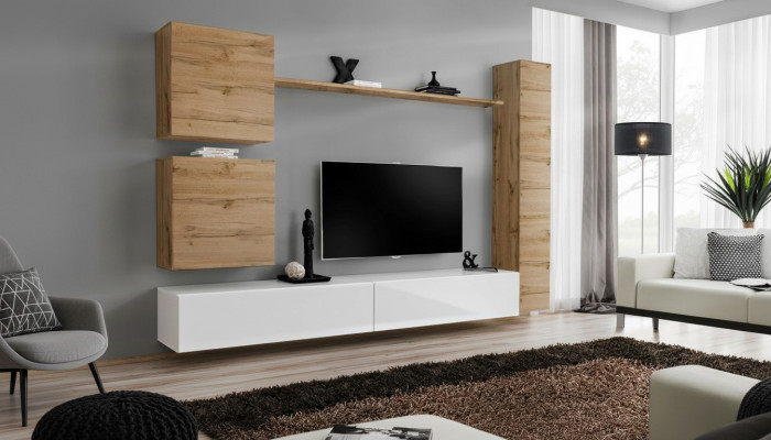 Wohnzimmermöbel Wohnwand Designer Wand Regal TV-Ständer Sideboard Holzmöbel