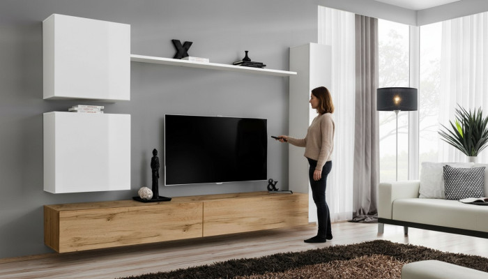 Weiß Komplett Set Wohnzimmermöbel Wohnwand Regal Luxus Wandschrank Neu