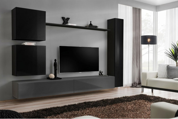 Wandschrank Wohnzimmermöbel Wohnwand Set 6tlg Designer Wand Regal Sideboard