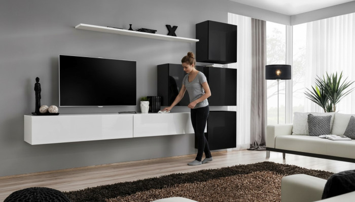 Modern Wohnwand Wand Regal Wandschrank Weiß Luxus Einrichtung Designer Komplett