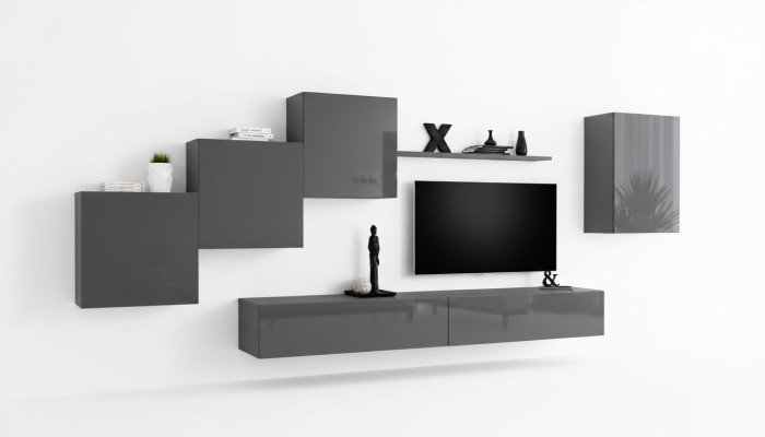 Wohnwand Wohnzimmer Set 6tlg Wandschrank Wandregal Garnitur Komplett Neu