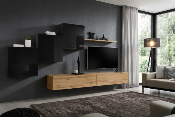 Wohnwand Braun TV Ständer Set Wohnzimmermöbel TV Ständer Sideboard Wandregal Neu