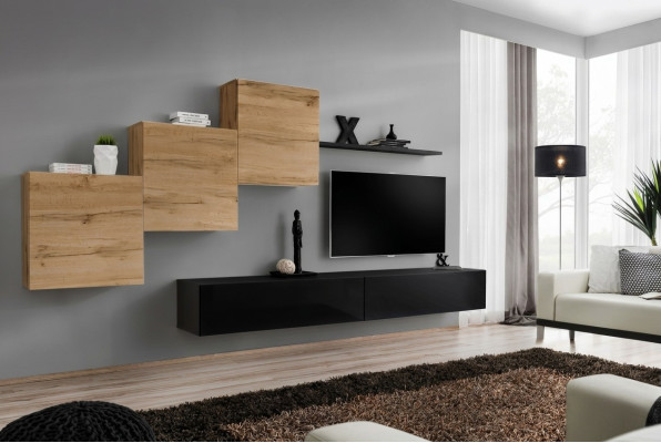 Moderne Wohnwand Einrichtung Komplett Garnitur Designer Wand Regal Sideboard