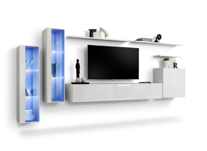 Weiß Komplett Wohnwand TV-Ständer Design Wohnzimmer Luxus Schrank Wandschrank