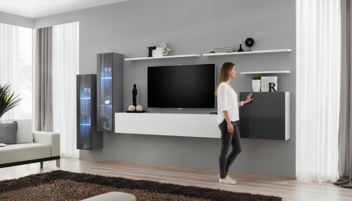 Komplett Wohnwand TV-Ständer Wandregal Luxus Wandschrank Einrichtung Designer