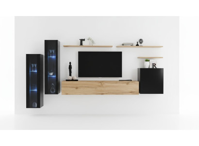 Wohnwand Braun Sideboard Wandschrank Designer Wohnzimmermöbel TV-Ständer
