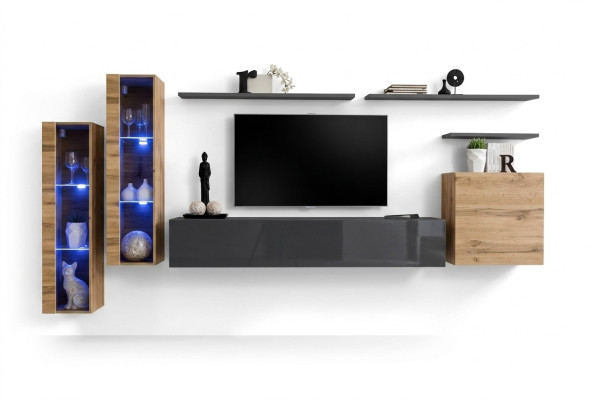 Luxus Design Möbel Garnitur Wohnwand Sideboard TV-Ständer Einrichtung Wandregal