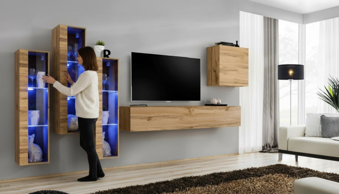 Wohnzimmermöbel Hochglanz Wohnwand TV Ständer Garnitur Luxus Stil Designer