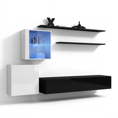 Wohnwand 260cm rtv Sideboard tv Ständer Luxus Wohnzimmermöbel Holz Schwarz
