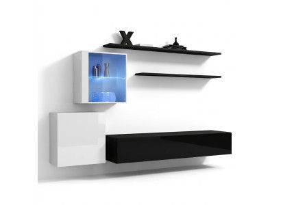 Wohnwand 260cm rtv Sideboard tv Ständer Luxus Wohnzimmermöbel Holz Schwarz