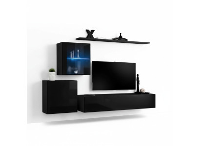 Luxus Schwarz Wohnwand 2x Wandschrank Wohnmöbel Wohnzimmermöbel