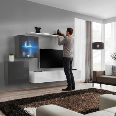 Luxus Set Modern Wohnwand Wohnzimmermöbel Wand Regal Möbel TV-Ständer Garnitur