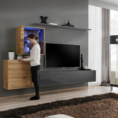 Wand Regal Komplett Set Designer Wohnzimmermöbel Luxus Möbel Holz Einrichtung