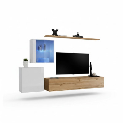 Wohnwand 260 cm Luxus Wand Schrank Wohnzimmermöbel Regale Einrichtung Modern