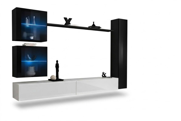 Wohnwand Set 6tlg Luxus Einrichtung Wohnzimmer Designer TV-Ständer Wandschrank