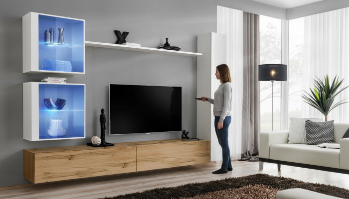 Wohnzimmer Komplett Wohnwand Set 6tlg. Designer Luxus Einrichtung Wandschrank