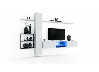 Wohnwand Möbel Einrichtung 270 cm Wandschrank Weiß Wand Regale Einrichtung