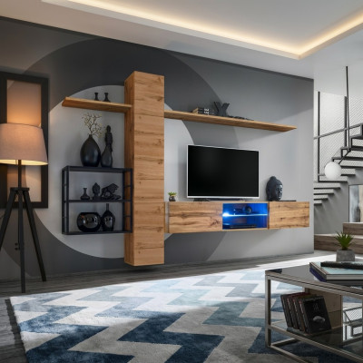 Luxus Wandschrank Möbel Einrichtung Wohnzimmermöbel Braun 3x Wand Regale