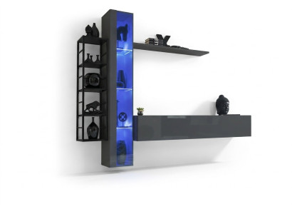 Moderner Wohnwand Einrichtung Design Stil Wohnzimmer TV-Ständer Wand Vitrine