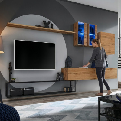 Wohnwand Braun Designer Sideboard TV-Ständer Einrichtung Luxus Komplette Neu