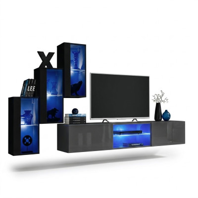 Set 4tlg Wohnwand 210 cm Einrichtung Einrichtung Modern Wandschrank Neu