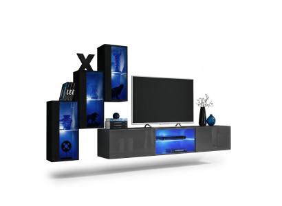 Set 4tlg Wohnwand 210 cm Einrichtung Einrichtung Modern Wandschrank Neu