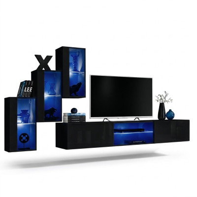 Luxus 3x Wandschrank Möbel Einrichtung Wohnzimmermöbel Schwarz Wand Regale