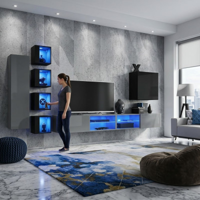 Einrichtung Modern Möbel Wohnzimmer Komplett Wohnwand Holzmöbel TV-Ständer