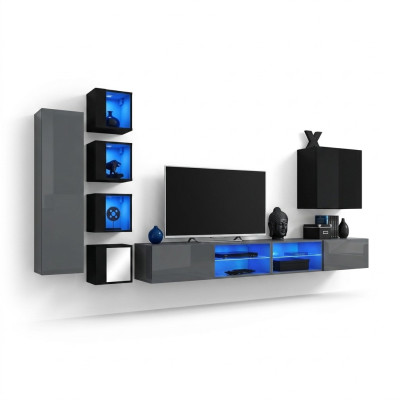 Einrichtung Modern Möbel Wohnzimmer Komplett Wohnwand Holzmöbel TV-Ständer