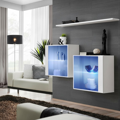 Wohnwand Neu Modern Einrichtung Wandschrank Regal Weiß Möbel Komplett Wohnzimmer