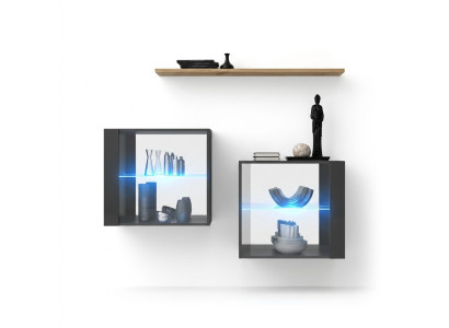 Wohnzimmer Set Designer Wohnwand Grau 130 cm Einrichtung Luxus Wand Regal