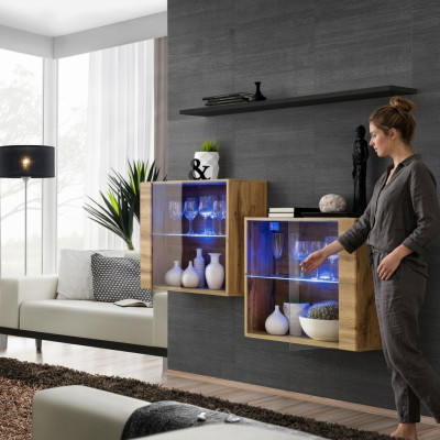 Modern Möbel Luxus Wohnwand 130 cm Wohnzimmer Einrichtung Komplette Set 3tlg.