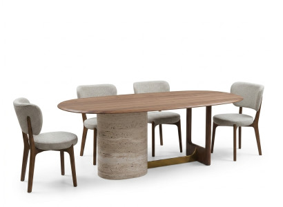 Design Esszimmer Set 5tlg. Modern Einrichtung Holz Tisch 4x Stühle Garnitur Neu