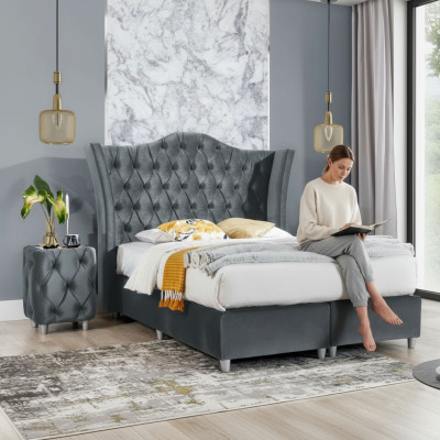 Designer Garnitur Schlafzimmer Set Luxus Bett 2x Nachttisch Holz Komplett neu