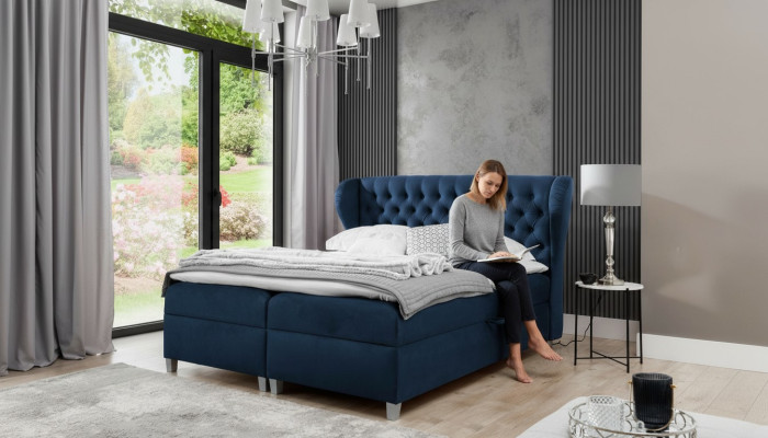 Luxus Boxspringbett Schlafzimmer Bett Polsterbett Modern 160x200cm Holz