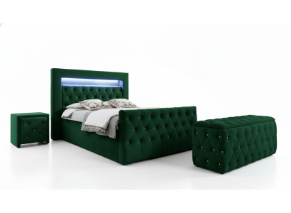 Grüne Schlafzimmer Garnitur Komplettes Set Doppelbett Hocker Konsolen