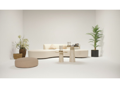 Wohnzimmer Set Sofa Viersitzer Couch Design Couchtisch Hocker Textil Möbel