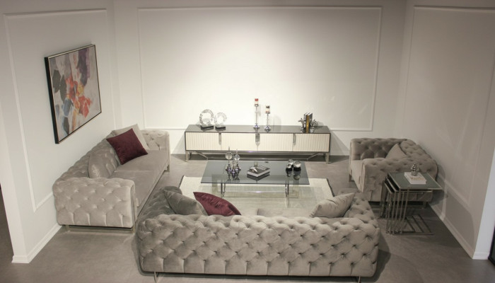 Wohnzimmer Möbel Set 6tlg Sofagarnitur 2x Dreisitzer Modern TV Ständer