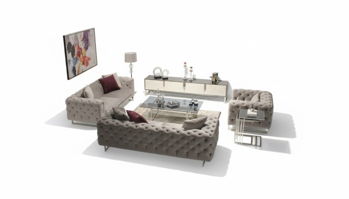 Wohnzimmer Möbel Set 6tlg Sofagarnitur 2x Dreisitzer Modern TV Ständer
