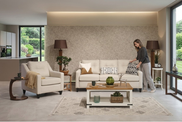 Design Wohnzimmer Sofagarnitur Dreisitze Sofa Modern Einrichtung Sessel