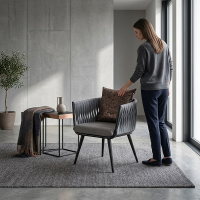Grau Armlehnstuhl Neu Möbel Esszimmer Designer Stuhl mit Armlehnen