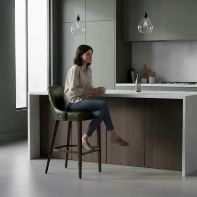Barhocker Stuhl Hocker Design Bar Stühle Polster Leder Esszimmerstuhl