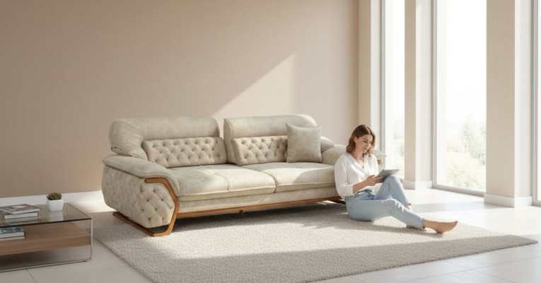 Chesterfield Verstellbarer Rücken Dreisitzer Sofa Luxus Couch Möbel