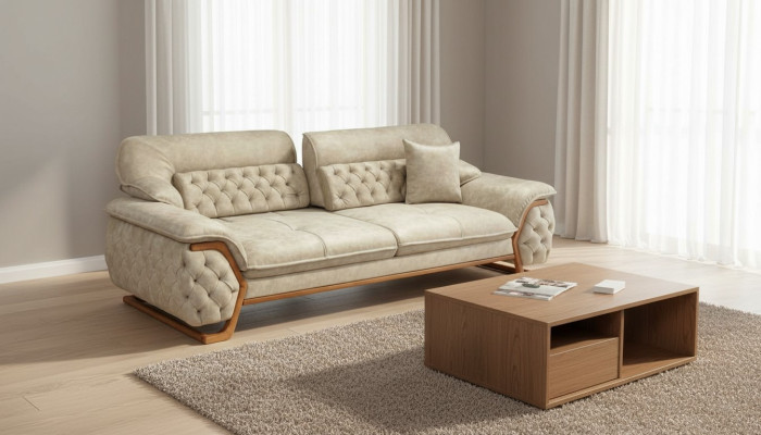 Chesterfield Verstellbarer Rücken Dreisitzer Sofa Luxus Couch Möbel