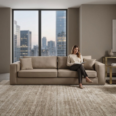 Design Möbel Modern Sofa 3 Sitzer Wohnzimmer Luxus beige 235cm Sofas