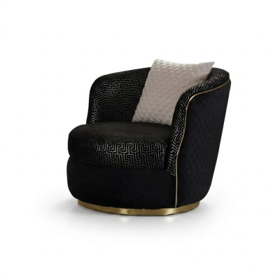 Design Sessel 1 Sitzer Textil Luxuspolster Sessel schwarz Farbe Luxus