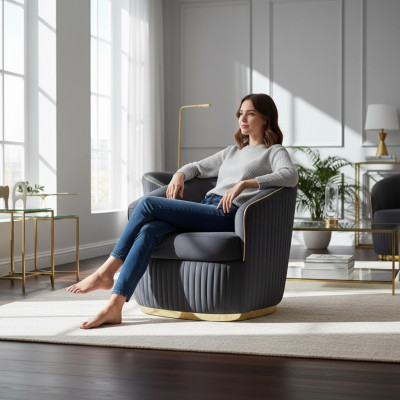 Designer Club Lounge Sessel blau Relax für Wohnzimmer Hotel Luxus Neu